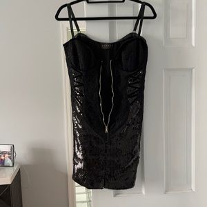 Dundas sequin and lace mini cocktail dress